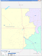 Throckmorton County Wall Map Color Cast Style