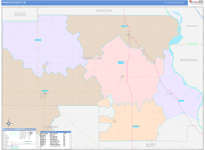 Thurston County Wall Map Color Cast Style