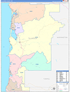 Tillamook County Wall Map Color Cast Style