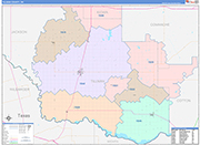 Tillman County Wall Map Color Cast Style
