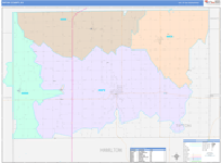 Tipton County Wall Map Color Cast Style