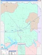 Titus County Wall Map Color Cast Style