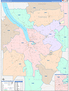 Tompkins Wall Map Color Cast Style