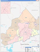 Transylvania County Wall Map Color Cast Style