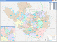Travis County Wall Map Color Cast Style