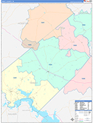 Trinity County Wall Map Color Cast Style