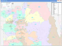 Tulare County Wall Map Color Cast Style