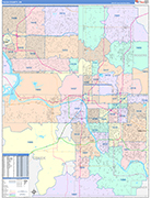 Tulsa County Wall Map Color Cast Style