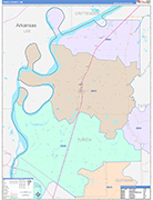 Tunica County Wall Map Color Cast Style