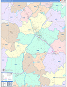 Tuscarawas County Wall Map Color Cast Style