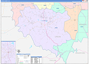 Upson County Wall Map Color Cast Style