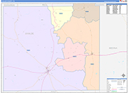 Uvalde County Wall Map Color Cast Style