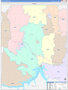 Valley County Wall Map Color Cast Style
