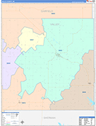 Valley County Wall Map Color Cast Style