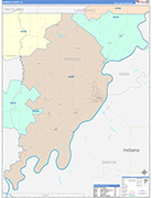 Wabash County Wall Map Color Cast Style