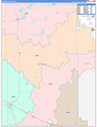 Wadena County Wall Map Color Cast Style