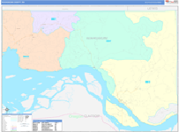 Wahkiakum County Wall Map Color Cast Style
