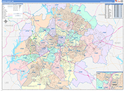 Wake County Wall Map Color Cast Style