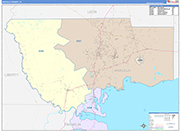 Wakulla County Wall Map Color Cast Style