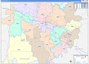 Walker County Wall Map Color Cast Style