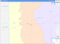 Wallace County Wall Map Color Cast Style