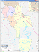 Ware County Wall Map Color Cast Style