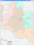 Warren County Wall Map Color Cast Style