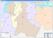 Warren County Wall Map Color Cast Style