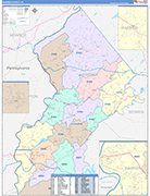 Warren County Wall Map Color Cast Style
