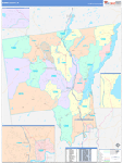 Warren County Wall Map Color Cast Style
