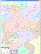 Warren County Wall Map Color Cast Style