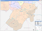 Warren County Wall Map Color Cast Style