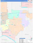 Warrick County Wall Map Color Cast Style