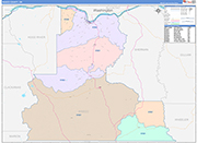 Wasco County Wall Map Color Cast Style