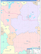 Waseca County Wall Map Color Cast Style