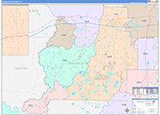 Washington County Wall Map Color Cast Style