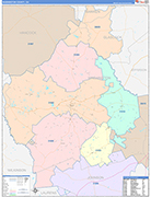 Washington County Wall Map Color Cast Style