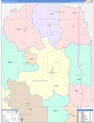 Washington County Wall Map Color Cast Style