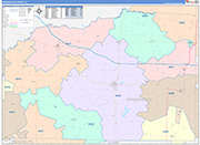 Washington County Wall Map Color Cast Style