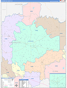 Washington Wall Map Color Cast Style