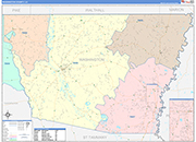Washington County Wall Map Color Cast Style