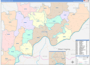Washington County Wall Map Color Cast Style