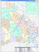 Washington Wall Map Color Cast Style