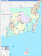 Washington Wall Map Color Cast Style