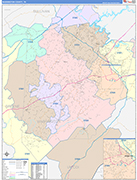 Washington Wall Map Color Cast Style