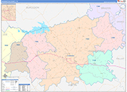 Washington County Wall Map Color Cast Style