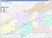 Washington County Wall Map Color Cast Style