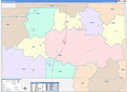 Washita County Wall Map Color Cast Style