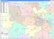 Washtenaw County Wall Map Color Cast Style