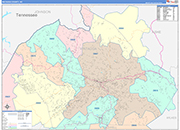 Watauga County Wall Map Color Cast Style